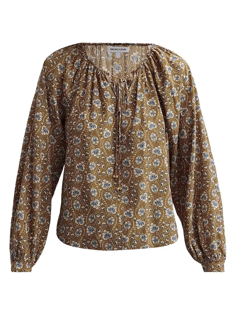 Veronica Beard Women's Rhosen Floral Silk-Blend Tieneck Blouse