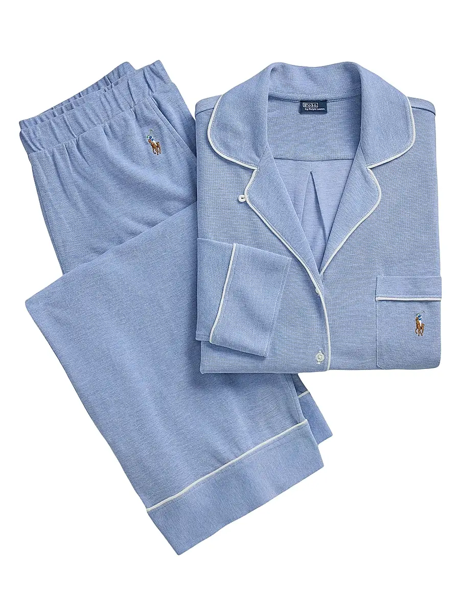 Polo Ralph Lauren Women's Knit Oxford Madison Pajamas - Ultramarine | Image 1 Polo Ralph Lauren Women's Knit Oxford Madison Pajamas - Ultramarine | Image 1