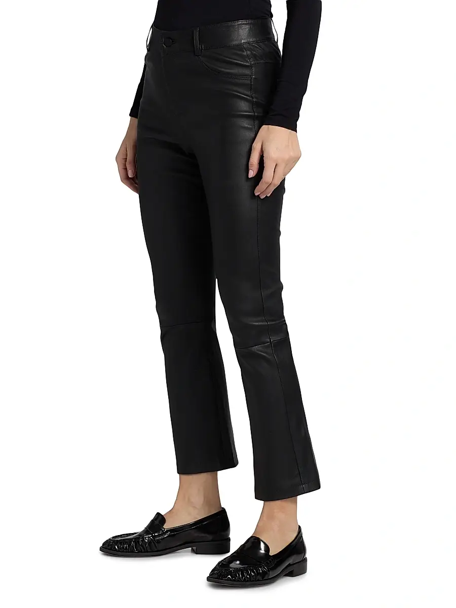LAMARQUE Women's Faris Leather Flared Crop Pants | Thumbnail 4