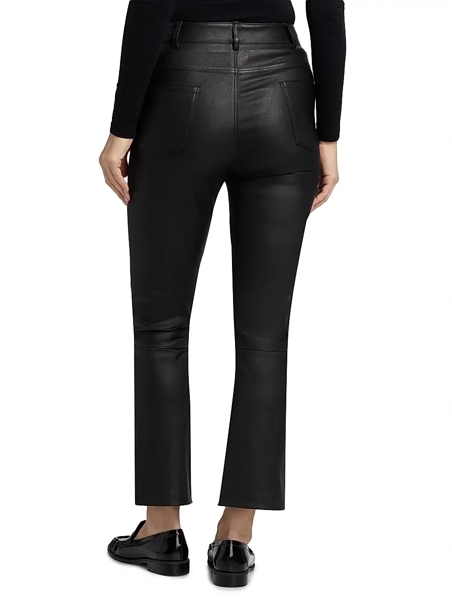 LAMARQUE Women's Faris Leather Flared Crop Pants | Thumbnail 5
