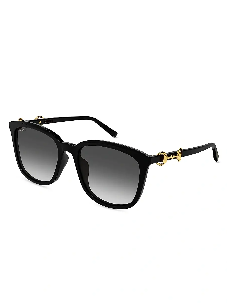 Gucci Women's Through Horsebit 56MM Square Sunglasses - Black | Image 1 Gucci Women's Through Horsebit 56MM Square Sunglasses - Black | Image 1
