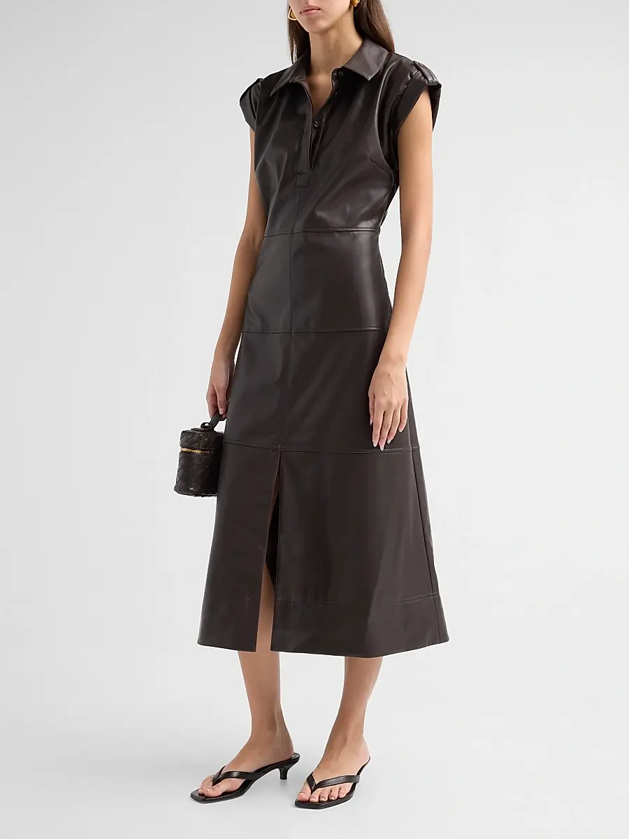 TANYA TAYLOR Women's Shivi Faux Leather Midi Dress | Thumbnail 4 TANYA TAYLOR Women's Shivi Faux Leather Midi Dress | Thumbnail 4
