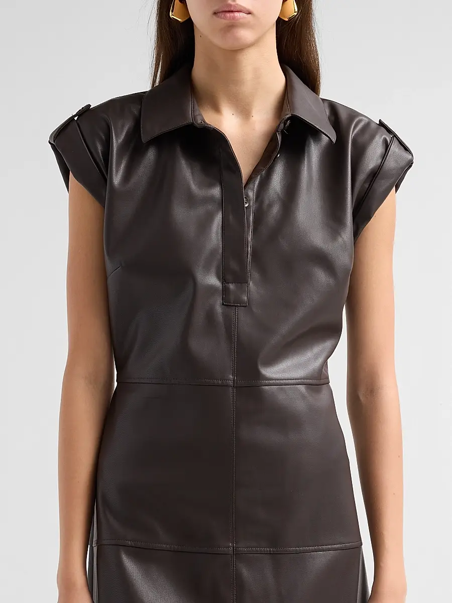 TANYA TAYLOR Women's Shivi Faux Leather Midi Dress | Thumbnail 5 TANYA TAYLOR Women's Shivi Faux Leather Midi Dress | Thumbnail 5