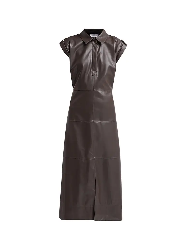 TANYA TAYLOR Women's Shivi Faux Leather Midi Dress