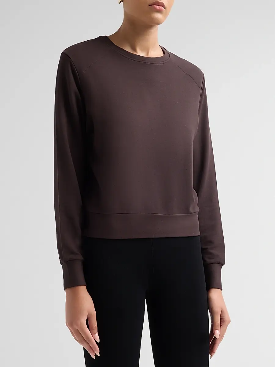 MAJESTIC FILATURES Women's French Terry Crop Crewneck Sweatshirt | Thumbnail 4