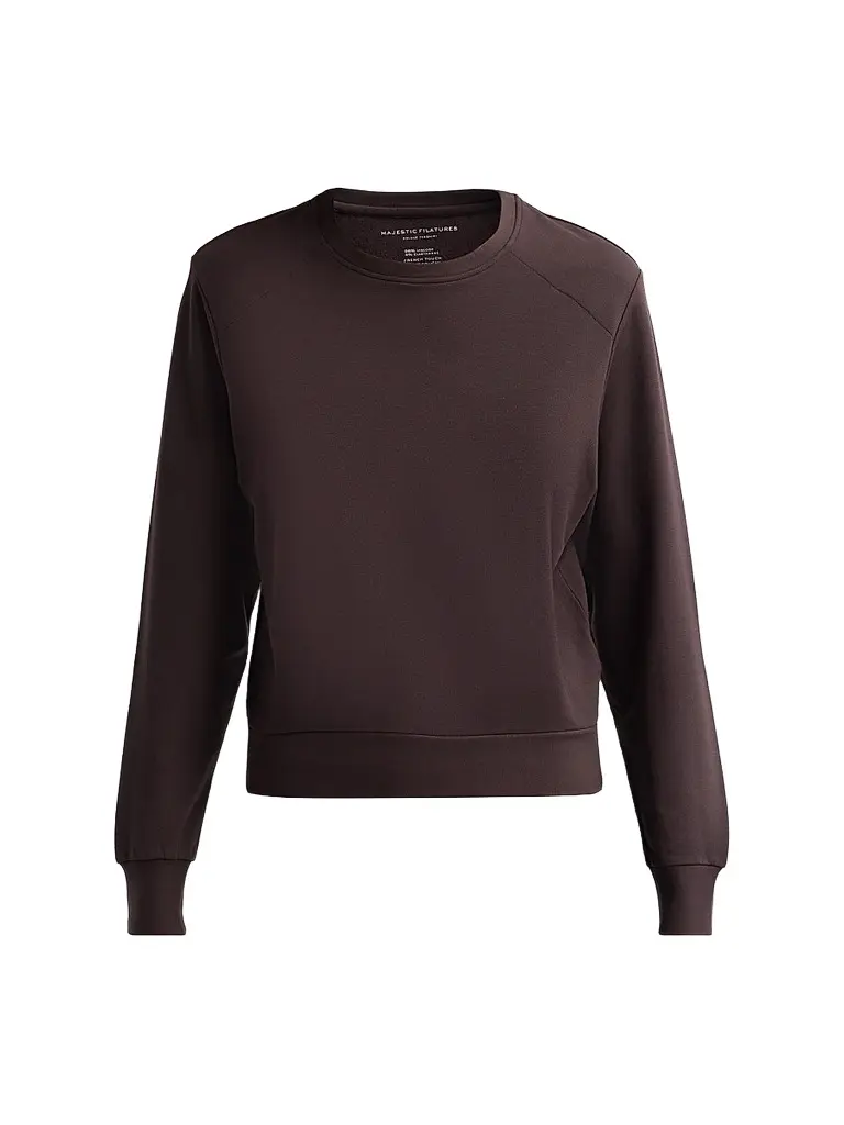 Majestic Filatures Women's French Terry Crop Crewneck Sweatshirt - Chocolate Mousse | Image 1 Majestic Filatures Women's French Terry Crop Crewneck Sweatshirt - Chocolate Mousse | Image 1
