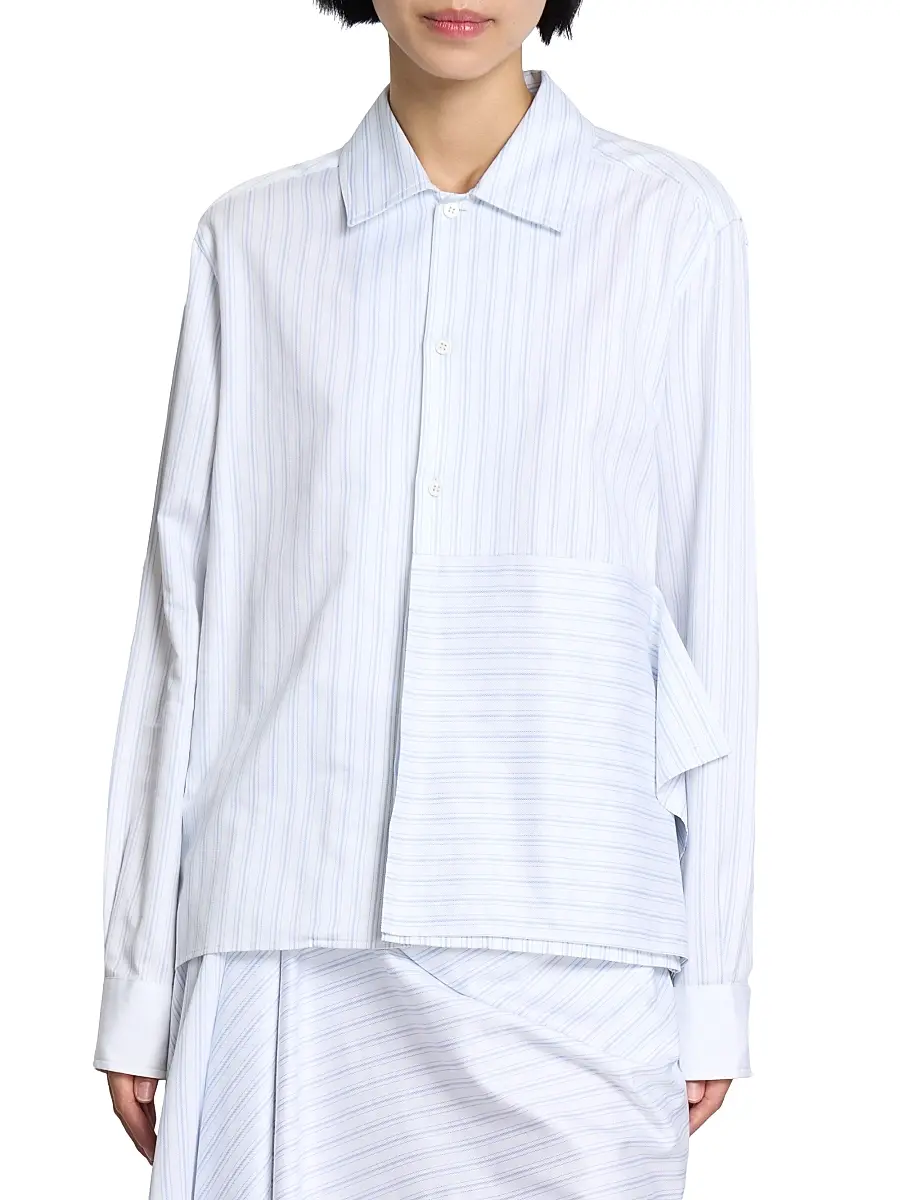 JW Anderson Women's Asymmetric Draped Striped Cotton Shirt | Thumbnail 3 JW Anderson Women's Asymmetric Draped Striped Cotton Shirt | Thumbnail 3