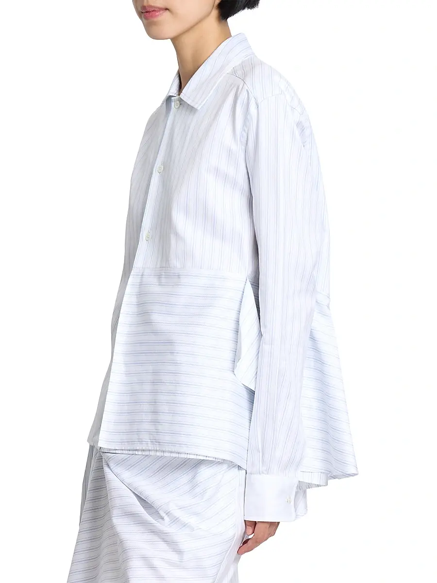 JW Anderson Women's Asymmetric Draped Striped Cotton Shirt | Thumbnail 4 JW Anderson Women's Asymmetric Draped Striped Cotton Shirt | Thumbnail 4
