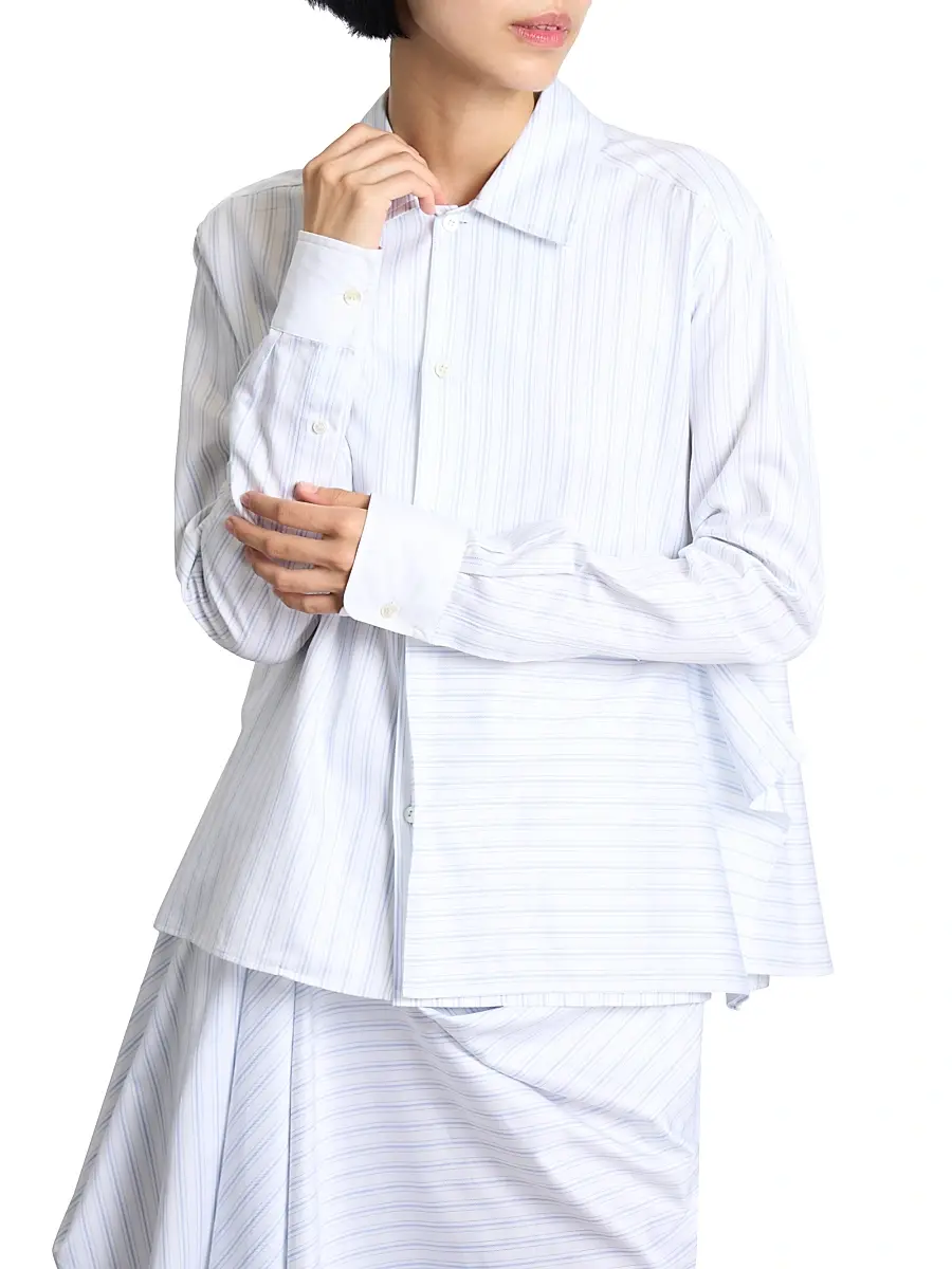 JW Anderson Women's Asymmetric Draped Striped Cotton Shirt | Thumbnail 6 JW Anderson Women's Asymmetric Draped Striped Cotton Shirt | Thumbnail 6