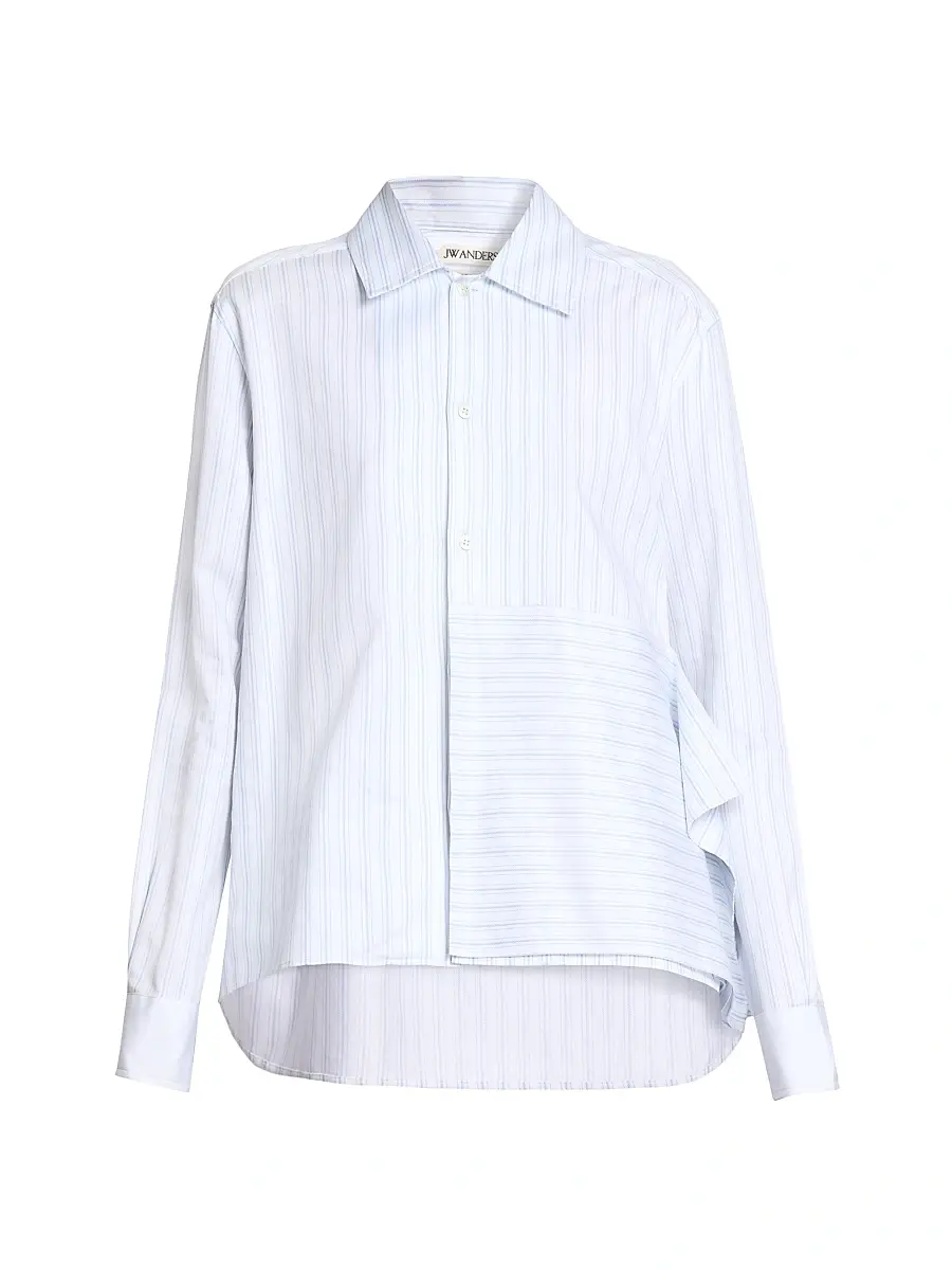 JW Anderson Women's Asymmetric Draped Striped Cotton Shirt