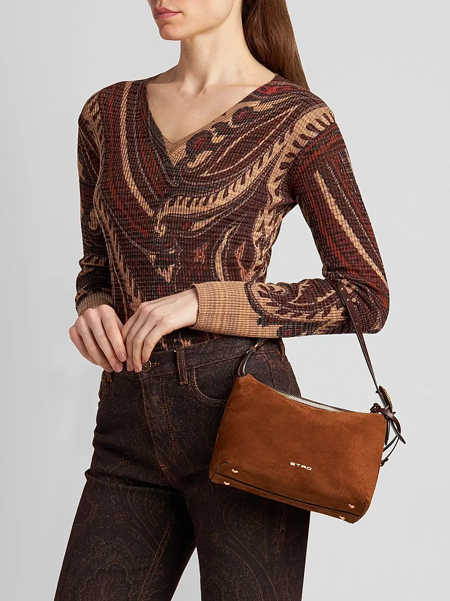 Etro Women's Small Suede Hobo Shoulder Bag | Thumbnail 3 Etro Women's Small Suede Hobo Shoulder Bag | Thumbnail 3