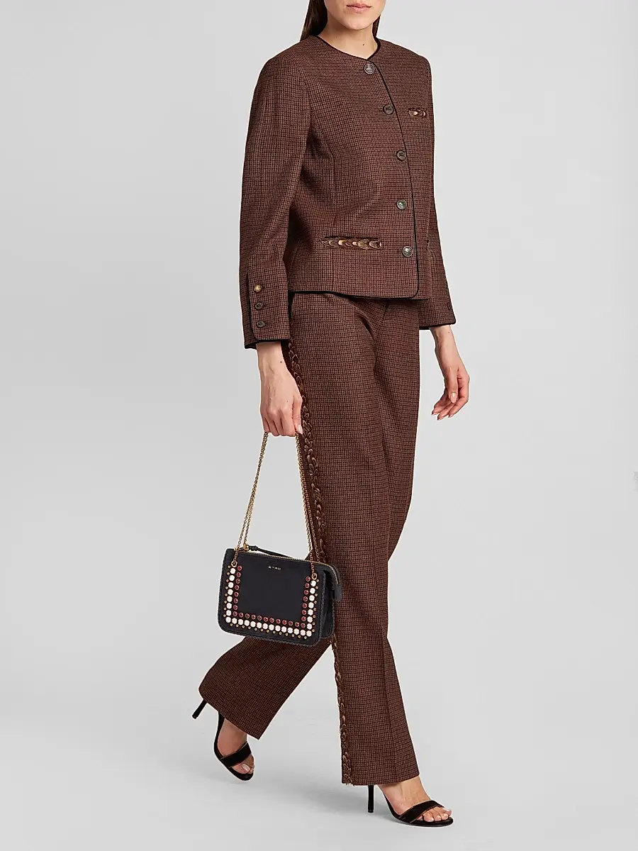 Etro Women's Studded Suede Crossbody Clutch | Thumbnail 2