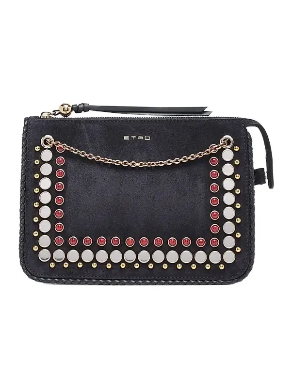 Women's Studded Suede Crossbody Clutch