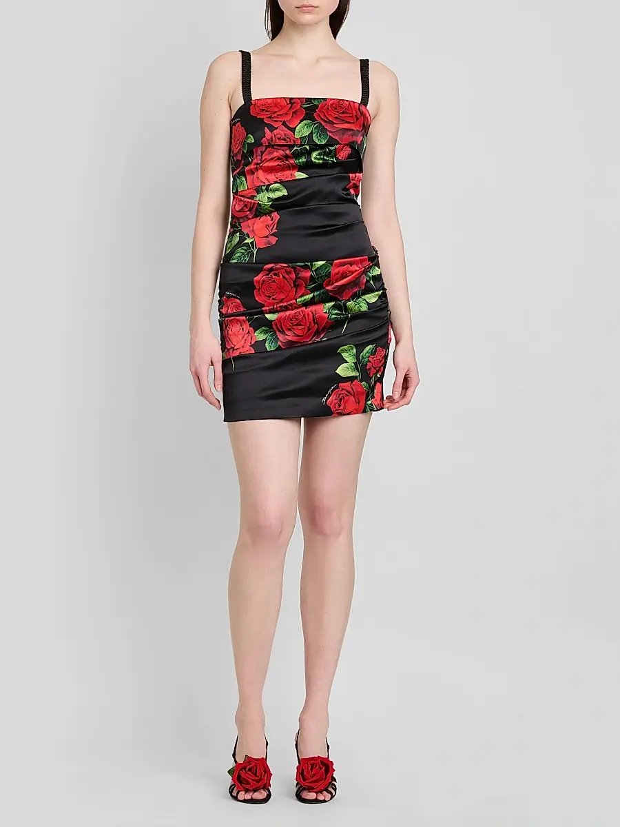 Dolce & Gabbana Women's Floral Stretch-Silk Ruched Minidress | Thumbnail 2 Dolce & Gabbana Women's Floral Stretch-Silk Ruched Minidress | Thumbnail 2