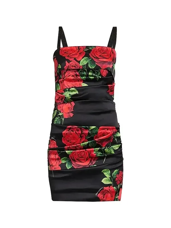 Dolce & Gabbana Women's Floral Stretch-Silk Ruched Minidress