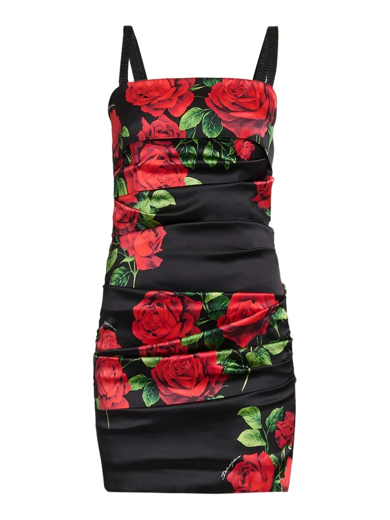 Women's Floral Stretch-Silk Ruched Minidress Women's Floral Stretch-Silk Ruched Minidress