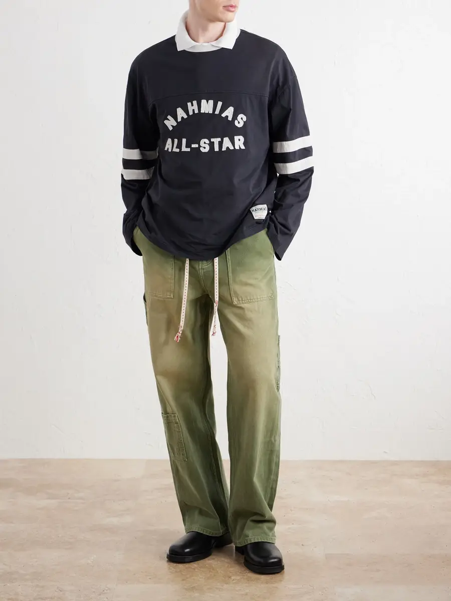 Nahmias All Star Varsity Logo-Appliquéd Striped Cotton-Jersey T-Shirt - Men | Thumbnail 2