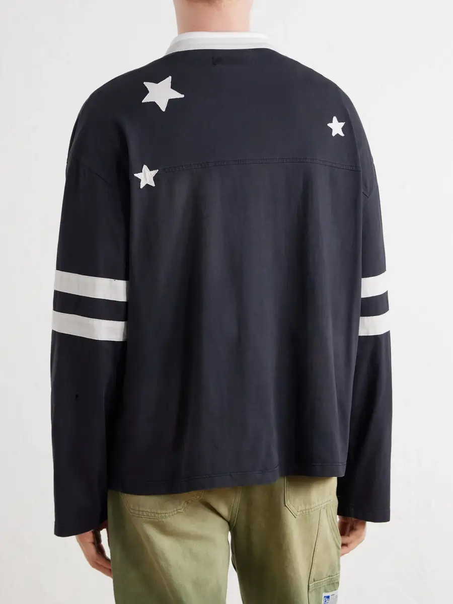 Nahmias All Star Varsity Logo-Appliquéd Striped Cotton-Jersey T-Shirt - Men | Thumbnail 4