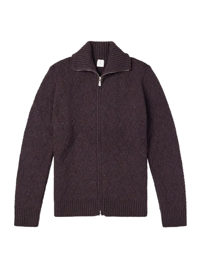 ELEVENTY Cable-Knit Wool and Cashmere-Blend Zip-Up Sweater - Men | Image 1 ELEVENTY Cable-Knit Wool and Cashmere-Blend Zip-Up Sweater - Men | Image 1