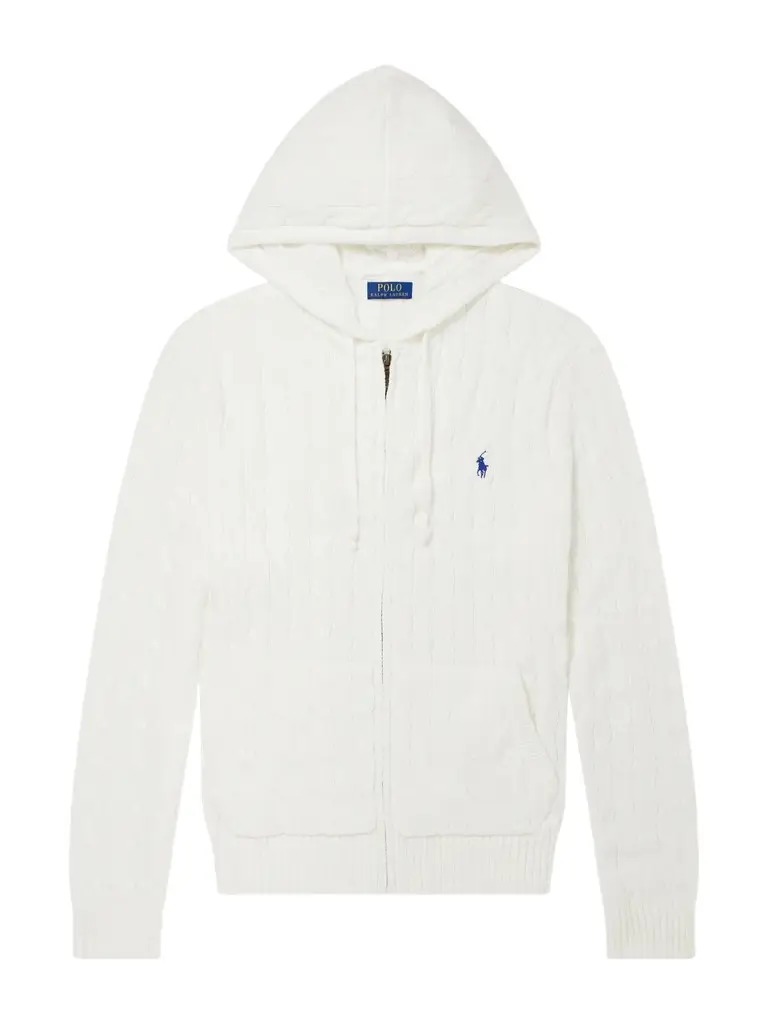 Polo Ralph Lauren Logo-Embriodered Cable-Knit Cotton Zip-Up Hoodie - Men | Image 1 Polo Ralph Lauren Logo-Embriodered Cable-Knit Cotton Zip-Up Hoodie - Men | Image 1