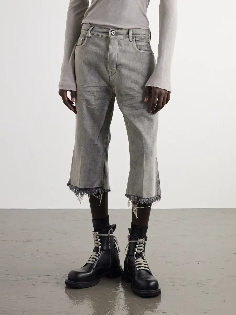 Rick Owens Bolan Straight-Leg Frayed Denim Shorts - Men | Thumbnail 3 Rick Owens Bolan Straight-Leg Frayed Denim Shorts - Men | Thumbnail 3