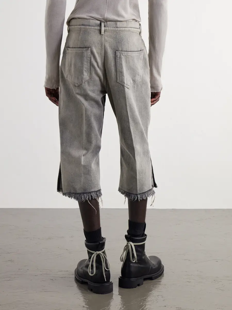 Rick Owens Bolan Straight-Leg Frayed Denim Shorts - Men | Thumbnail 4 Rick Owens Bolan Straight-Leg Frayed Denim Shorts - Men | Thumbnail 4