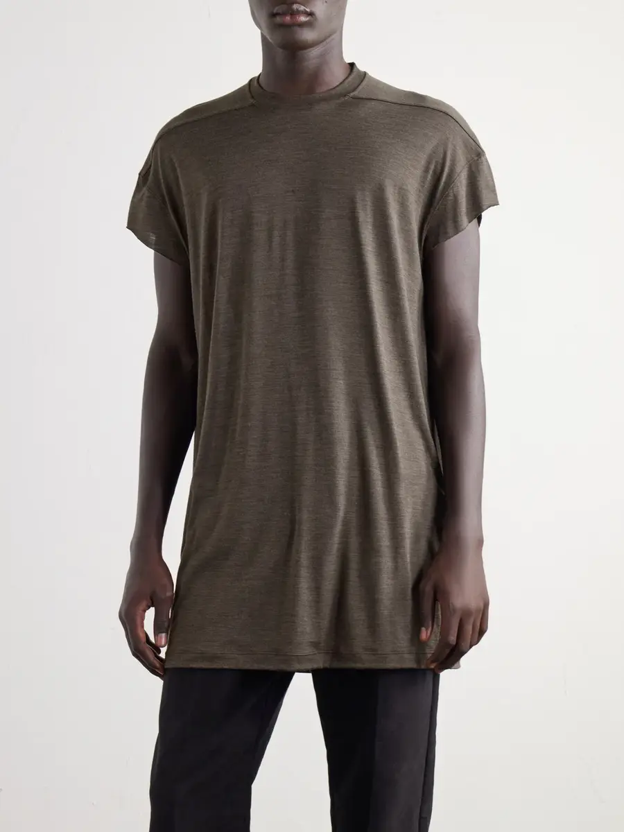 Rick Owens Jumbo Wool and Silk-Blend Jersey T-Shirt - Men | Thumbnail 3 Rick Owens Jumbo Wool and Silk-Blend Jersey T-Shirt - Men | Thumbnail 3