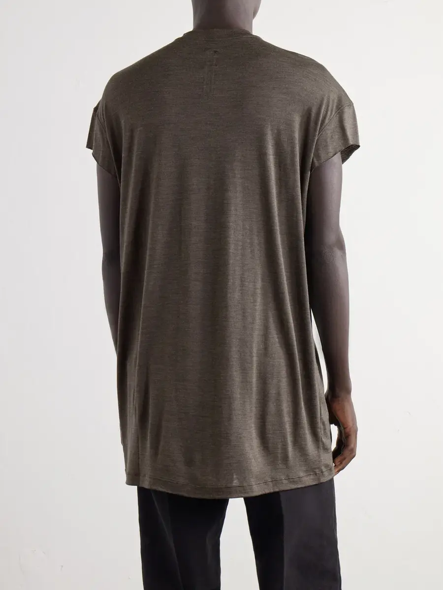 Rick Owens Jumbo Wool and Silk-Blend Jersey T-Shirt - Men | Thumbnail 4 Rick Owens Jumbo Wool and Silk-Blend Jersey T-Shirt - Men | Thumbnail 4