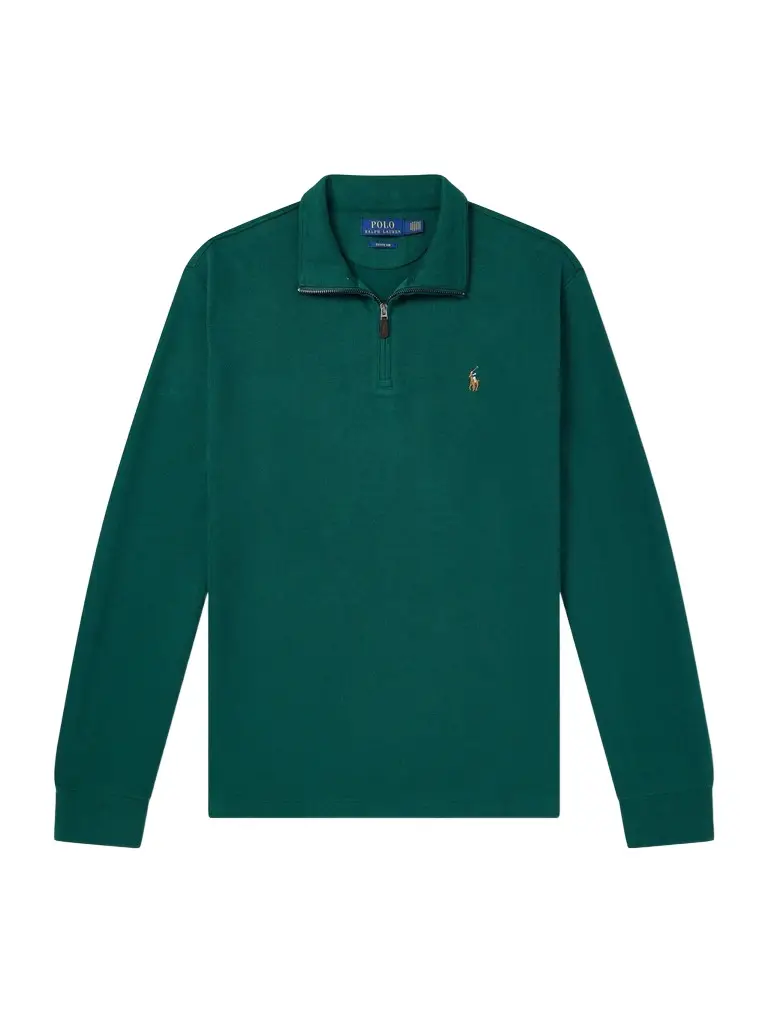 Polo Ralph Lauren Logo-Embroidered Cotton-Jersey Half-Zip Sweatshirt - Men | Image 1 Polo Ralph Lauren Logo-Embroidered Cotton-Jersey Half-Zip Sweatshirt - Men | Image 1