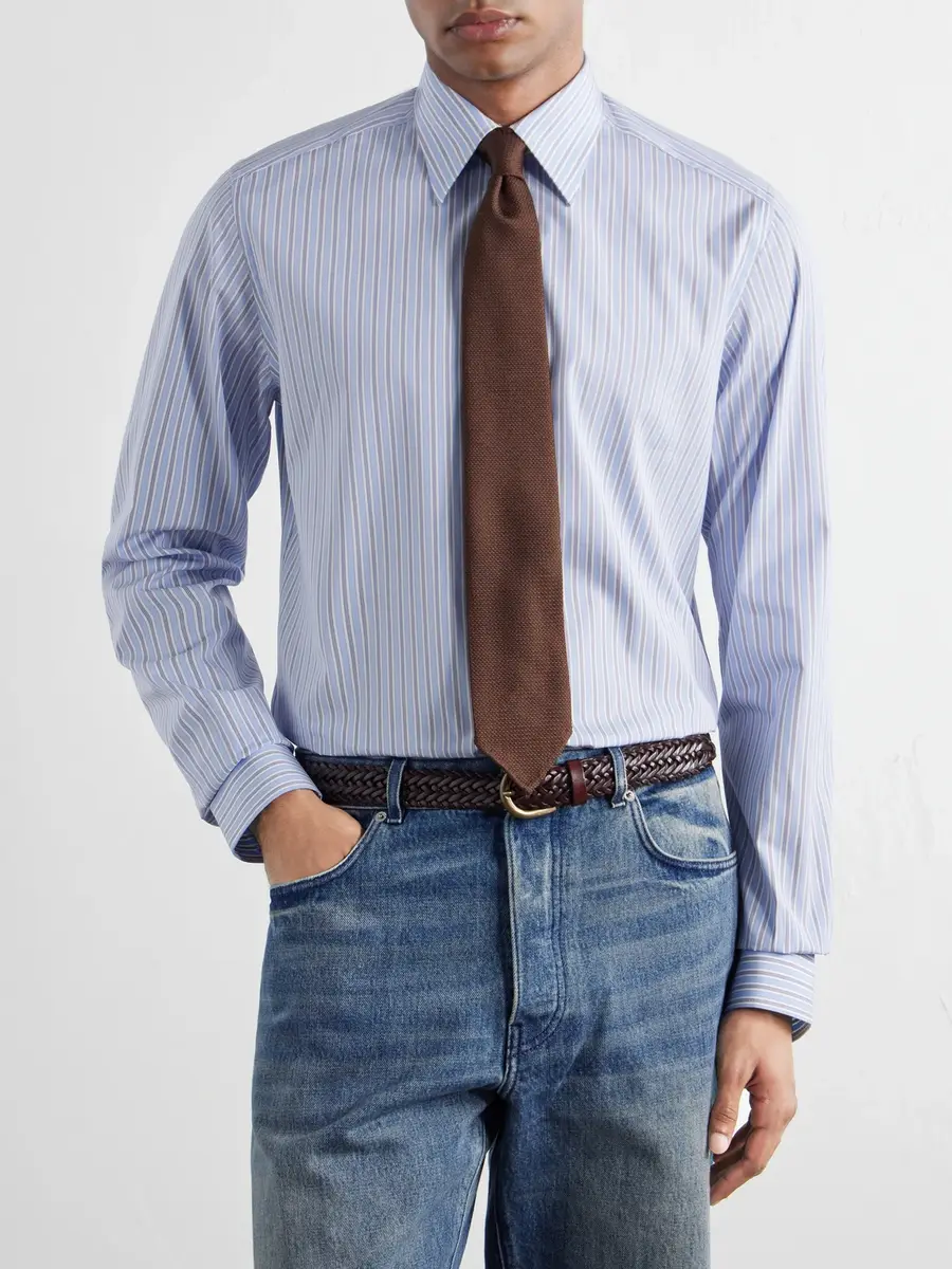 Dolce & Gabbana Classic-Collar Striped Cotton-Poplin Shirt - Men | Thumbnail 3