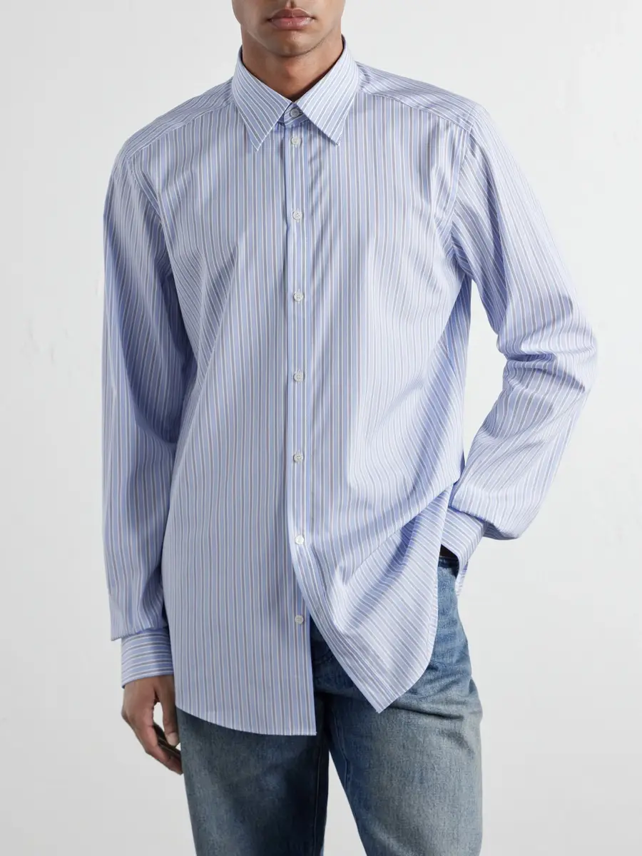 Dolce & Gabbana Classic-Collar Striped Cotton-Poplin Shirt - Men | Thumbnail 5