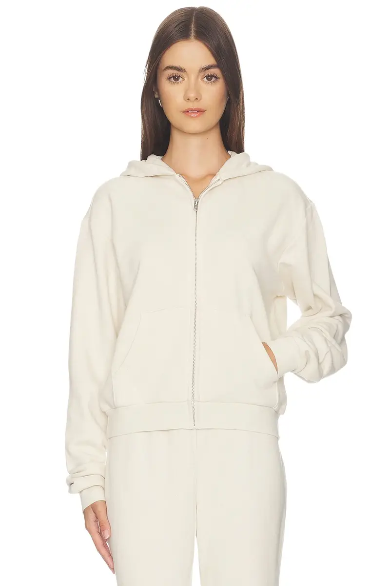 Skims Drapey French Terry Shrunken Zip Up Hoodie