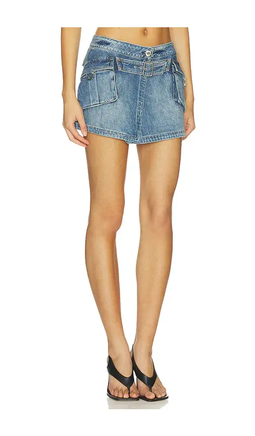 Alice + Olivia Alice + Olivia Brandy Denim Cargo Mini Skirt | Thumbnail 2