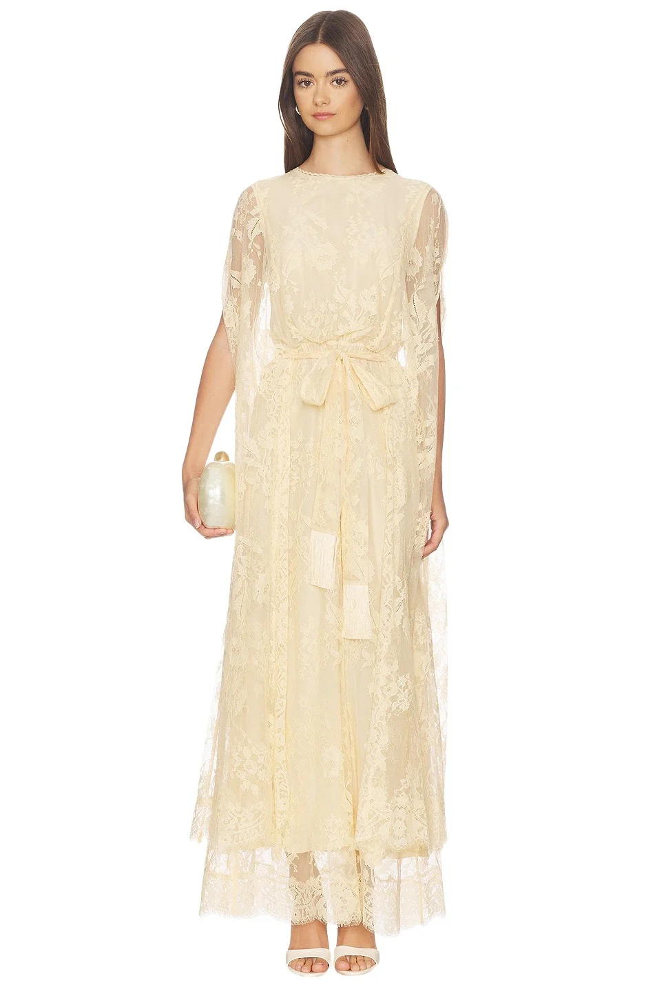 Valiant Lace Caped Maxi Dress
