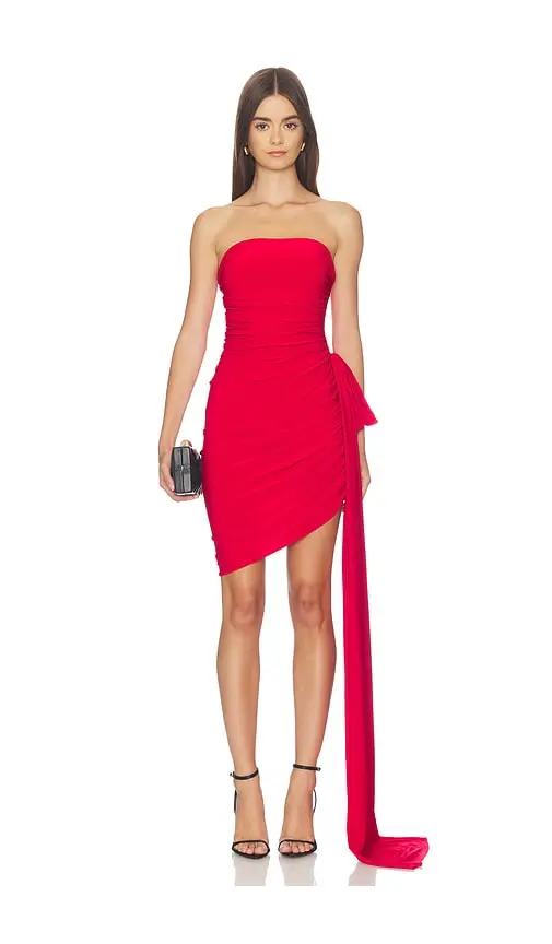 Norma Kamali Strapless Diana Mini Dress With Bow