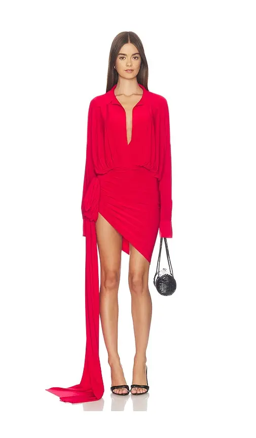 Norma Kamali Oversized Shirt Side Drape Dress With Bow | Image 1 Norma Kamali Oversized Shirt Side Drape Dress With Bow | Image 1