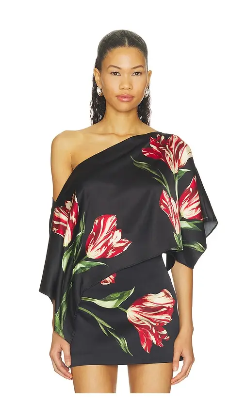Alice + Olivia Rita Ots Draped Cropped Top With Scarf | Thumbnail 2 Alice + Olivia Rita Ots Draped Cropped Top With Scarf | Thumbnail 2