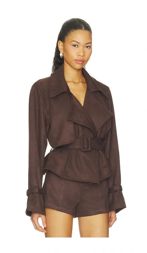 Elodie the Label Marais Faux Suede Cropped Trench Coat | Thumbnail 2