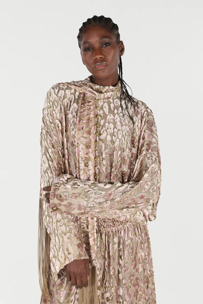Roberto Cavalli Long Dress With All-Over Dappled Pattern | Thumbnail 5 Roberto Cavalli Long Dress With All-Over Dappled Pattern | Thumbnail 5