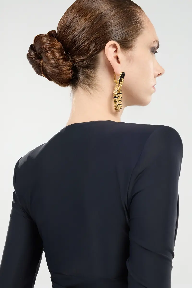 Roberto Cavalli Black Midi Dress With Ruffles | Thumbnail 6 Roberto Cavalli Black Midi Dress With Ruffles | Thumbnail 6