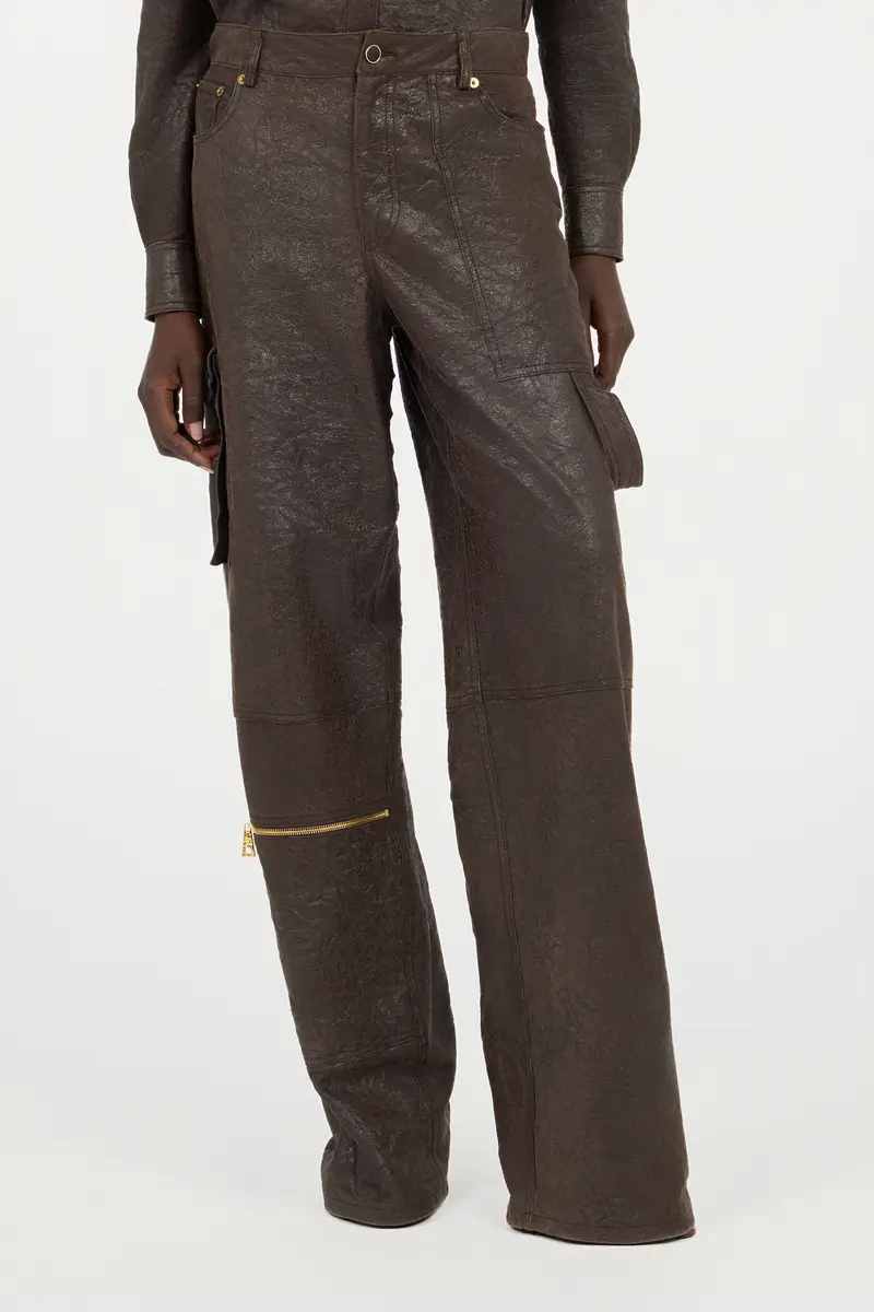 Roberto Cavalli Dark Brown Genuine Leather Pants | Thumbnail 2 Roberto Cavalli Dark Brown Genuine Leather Pants | Thumbnail 2