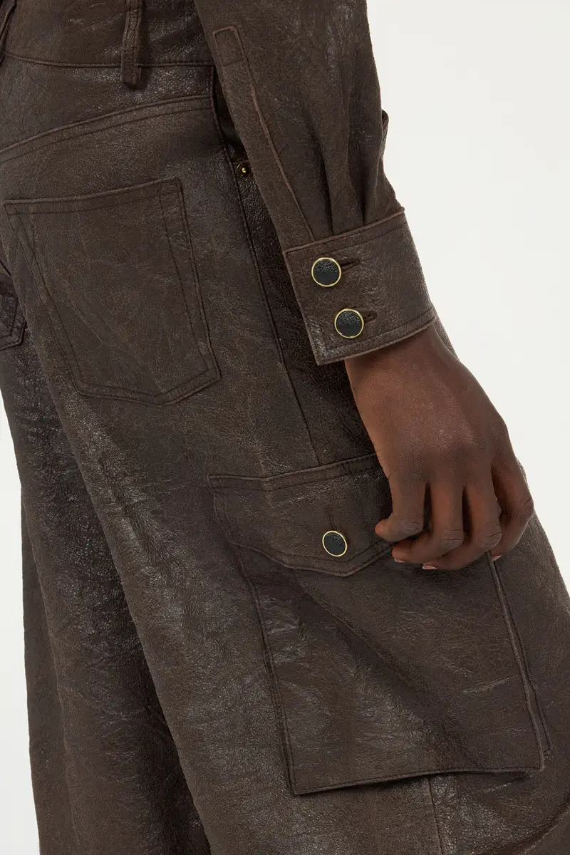 Roberto Cavalli Dark Brown Genuine Leather Pants | Thumbnail 5 Roberto Cavalli Dark Brown Genuine Leather Pants | Thumbnail 5