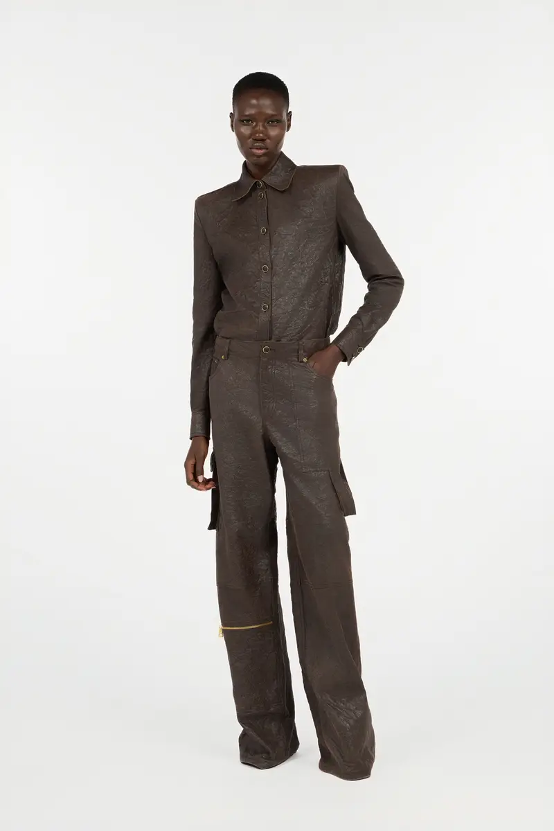 Roberto Cavalli Dark Brown Genuine Leather Pants | Thumbnail 6 Roberto Cavalli Dark Brown Genuine Leather Pants | Thumbnail 6