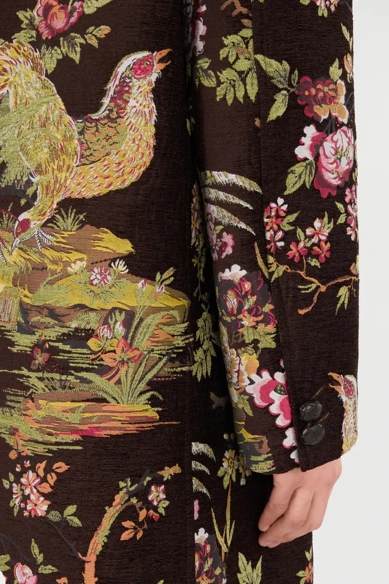 Roberto Cavalli Wool-Blend Coat With Oriental Bird Print | Thumbnail 5 Roberto Cavalli Wool-Blend Coat With Oriental Bird Print | Thumbnail 5
