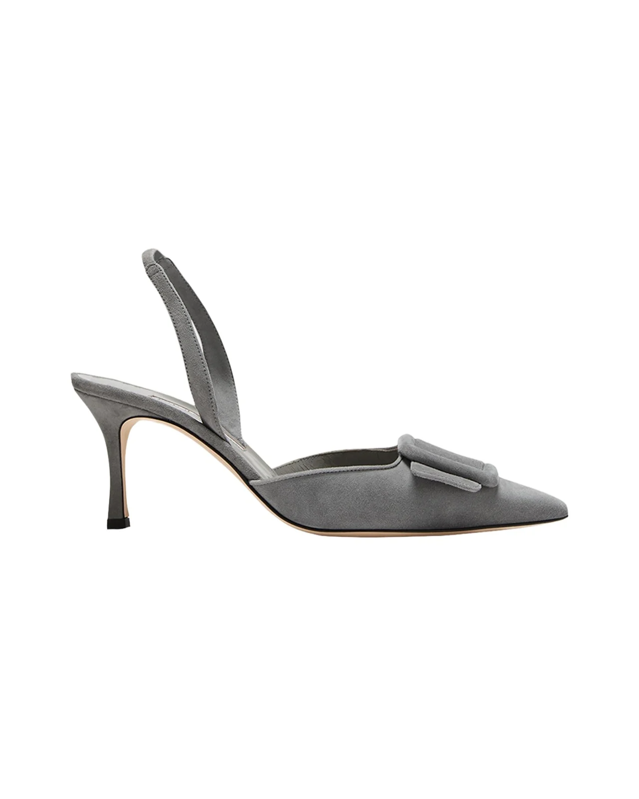 Manolo Blahnik Maysli Suede Buckle Halter Pumps