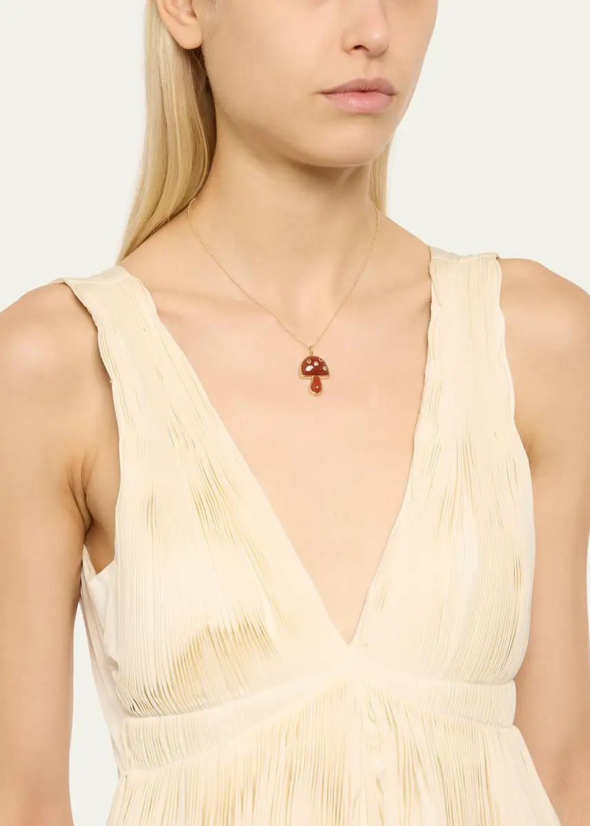 Brent Neale Mini Mushroom Pendant with Sapphires on Chain, 16"L | Thumbnail 2 Brent Neale Mini Mushroom Pendant with Sapphires on Chain, 16"L | Thumbnail 2