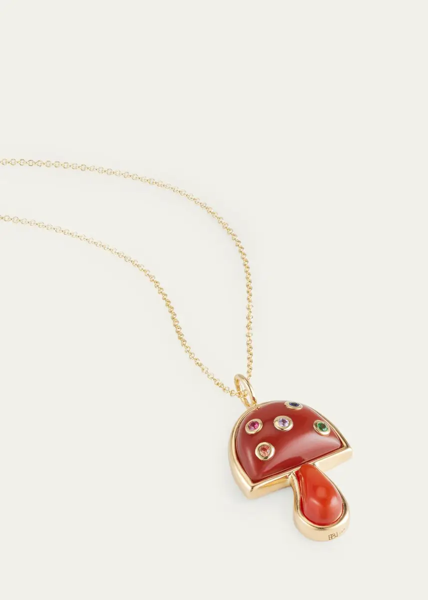 Brent Neale Mini Mushroom Pendant with Sapphires on Chain, 16"L | Thumbnail 3 Brent Neale Mini Mushroom Pendant with Sapphires on Chain, 16"L | Thumbnail 3