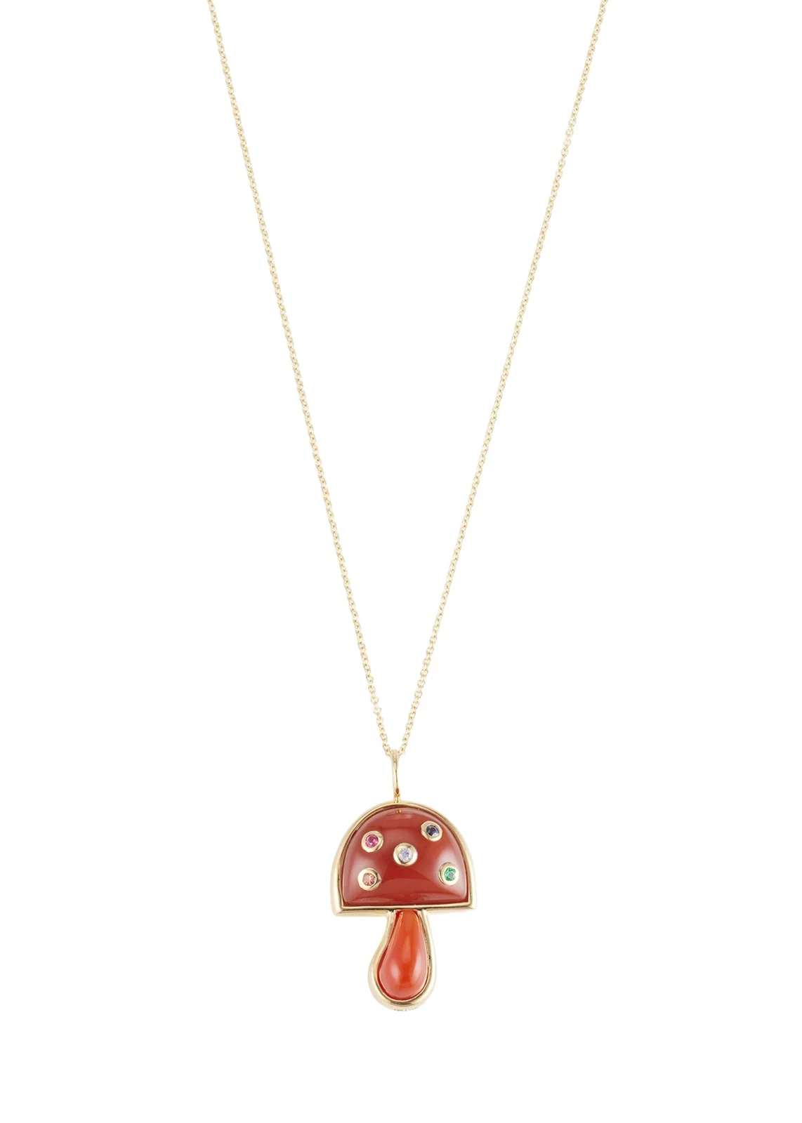 Brent Neale Mini Mushroom Pendant with Sapphires on Chain, 16"L