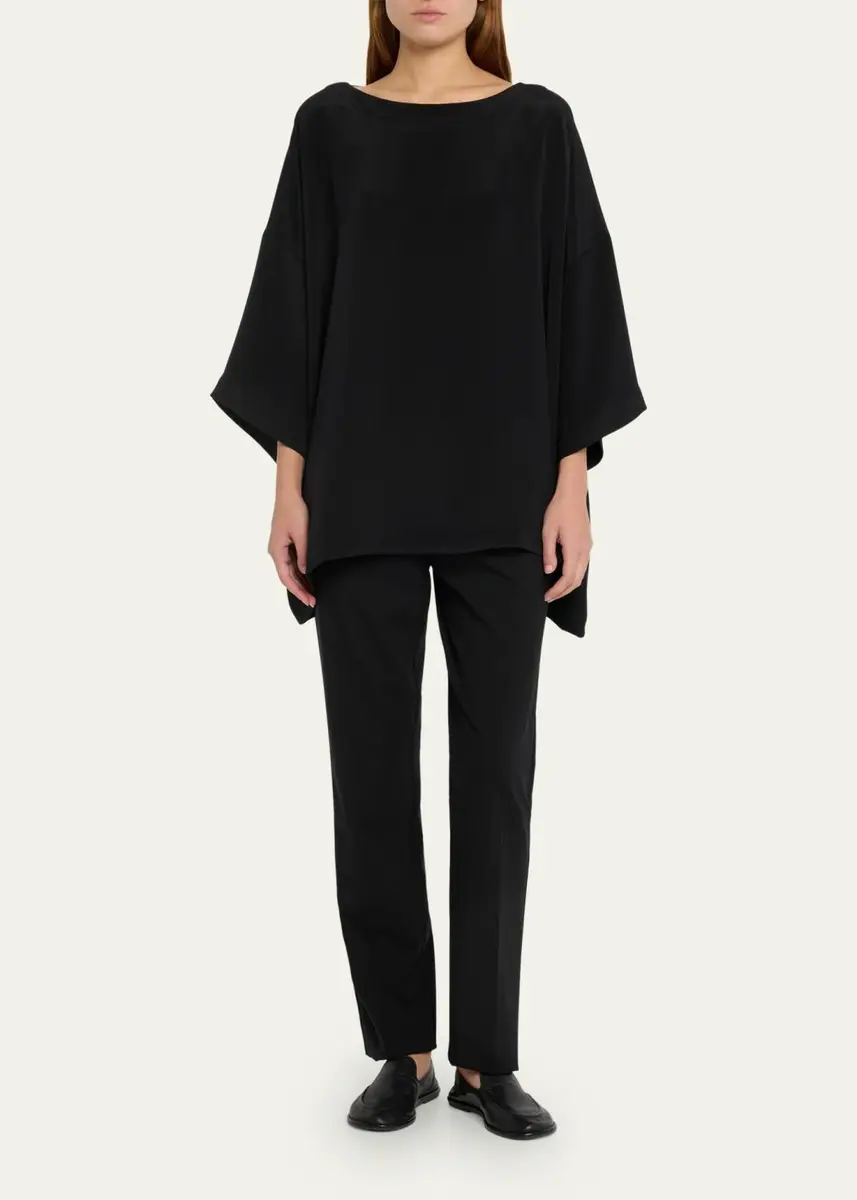Eskandar Three-Quarter Sleeve Bateau Neck Tunic Top (Long) | Thumbnail 2