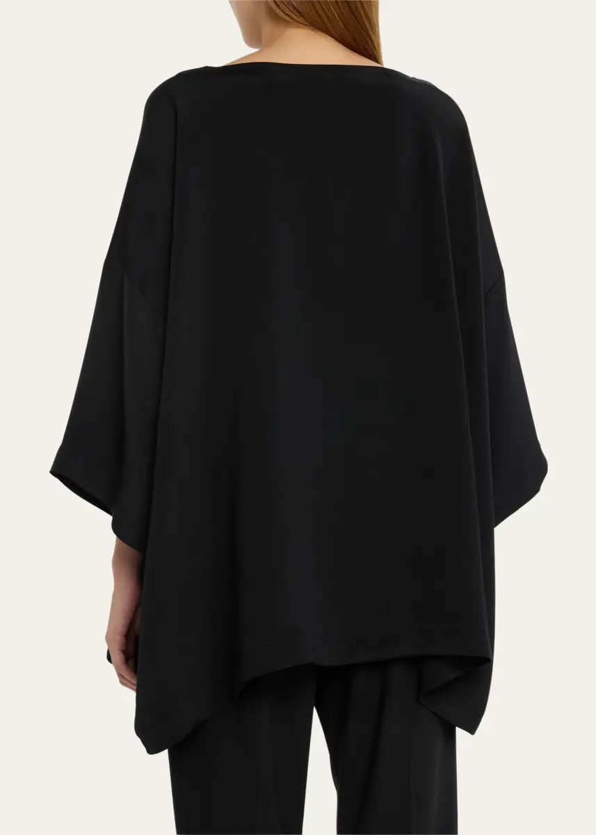 Eskandar Three-Quarter Sleeve Bateau Neck Tunic Top (Long) | Thumbnail 3